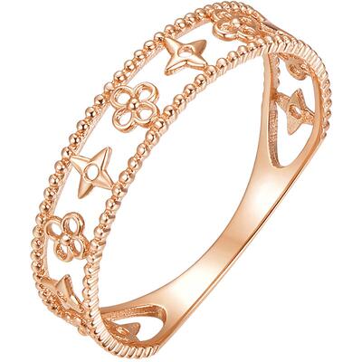 明牌珠宝18K金十字花镂空戒指