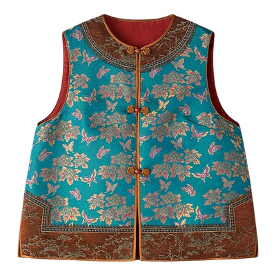 钱小萍宋锦桑蚕丝香云纱马甲