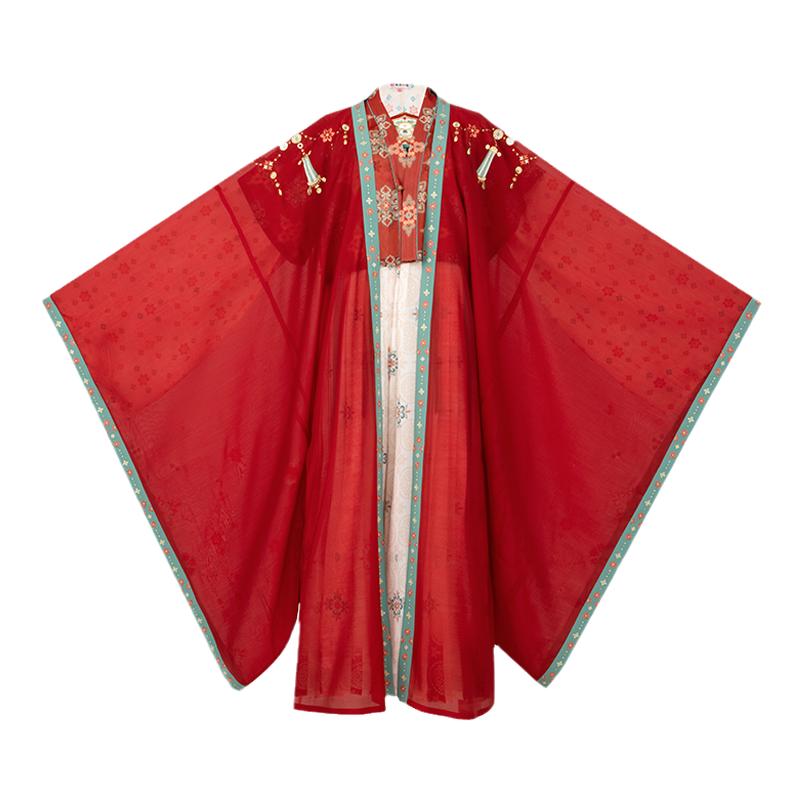 重回汉唐花想容颜唐制褙子齐胸连衣裙襦裙直领对襟广袖衫汉服女夏