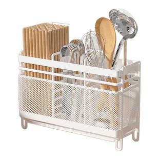 筷子收纳盒厨房置物架免安装一体壁挂式家用筷筒筷笼餐具勺沥水架