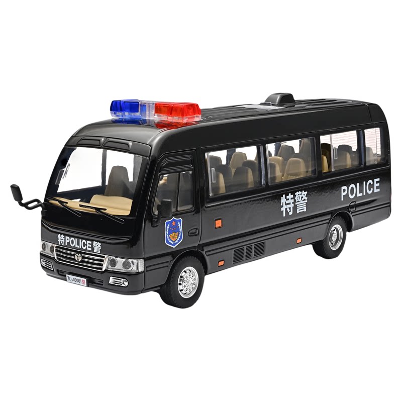 124丰田考斯特警车合金模型玩具