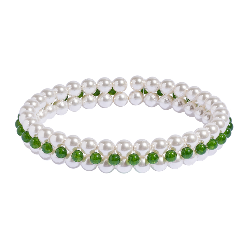 赛赛莉安正阳绿玉髓施家珍珠多层手镯小众设计轻奢气质手链新中式