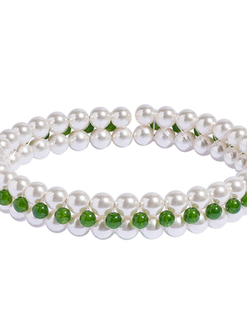 正阳绿玉髓珍珠新中式手镯