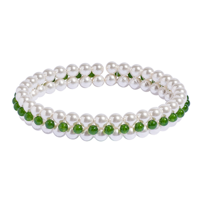 正阳绿玉髓珍珠新中式手镯