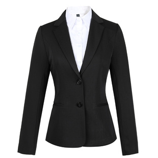 春秋职业装年会黑色西装女大学生商务前台制服正装套装面试工作服