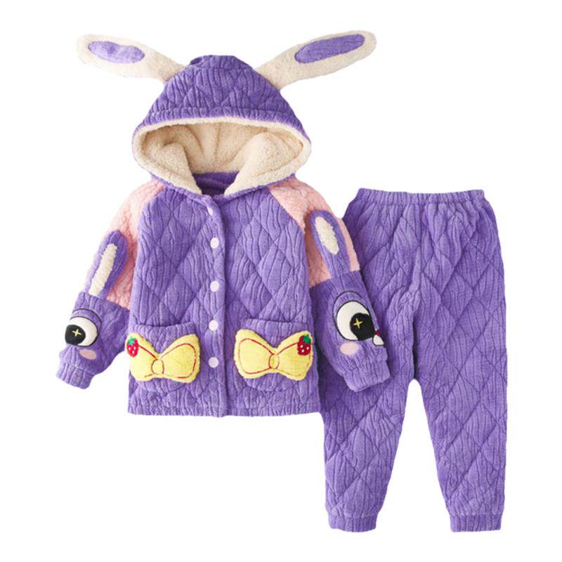 女童冬季紫色卡通可爱家居服新品
