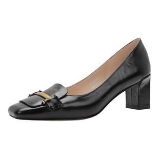 奥莱Nine West/玖熙法式复古粗跟单鞋女通勤小皮鞋舒适女鞋