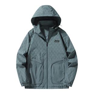 吉普JEEP男士外套春季薄款宽松休闲茄克2024新款男款春款运动夹克