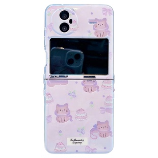 ins风小清新紫蝴蝶结猫咪适用vivoxflip手机壳高级感p50pocket网红爆款折叠屏手机壳pockets硅胶防摔保护套女
