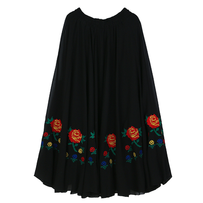 新疆舞蹈演出服绣花裙艺考舞裙