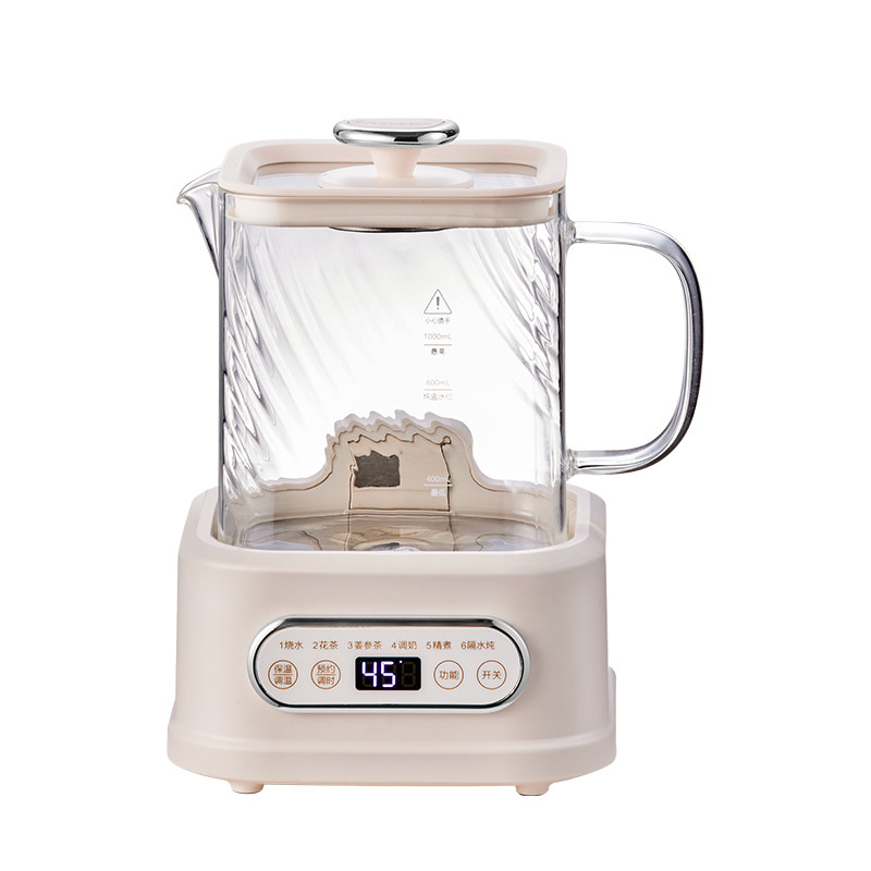 巴森全玻璃养生壶家用多功能煮茶器小型办公室花茶壶小方炖D1plus