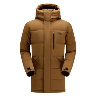 【RDS认证】Jeep东北中长款羽绒服男2025冬季连帽保暖衣防寒外套