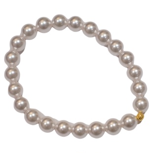 知更鸟丨春夏法式复古温柔曼塔玫瑰淡紫色强光珍珠弹力小金珠手链