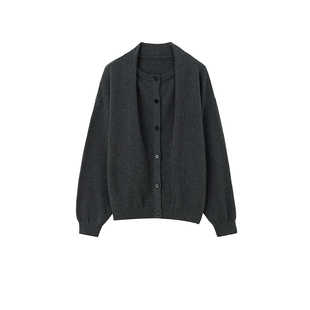 BALIANG捌梁〔静观〕美利奴羊毛宽松长袖单排扣毛衣针织开衫外套