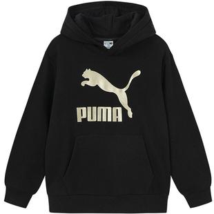 PUMA彪马童装儿童长袖卫衣冬季加绒连帽卫衣金银标蓄热保暖上衣