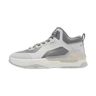 乔丹板鞋2025冬季新款高帮休闲鞋厚底耐磨灰色网面运动鞋男士鞋子