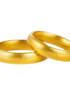 古法沙金戒指平安无事泥鳅背戒指环仿真黄金素圈男女情侣款卷草纹