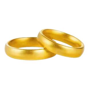 古法沙金戒指平安无事泥鳅背戒指环仿真黄金素圈男女情侣款卷草纹