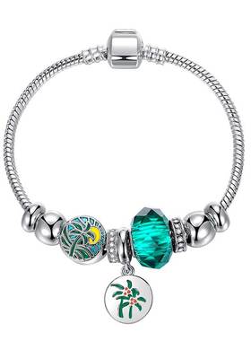 高级感女士绿色仿水晶珠子手链