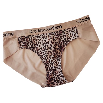 豹纹无痕性感包臀舒适中低腰内裤