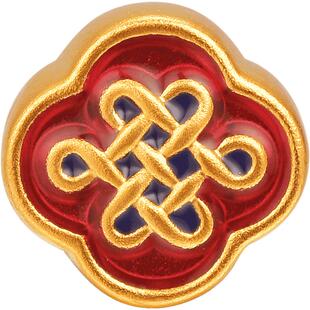 明牌珠宝黄金路路通串珠 3D硬金如意结手串足金转运珠AFP0469