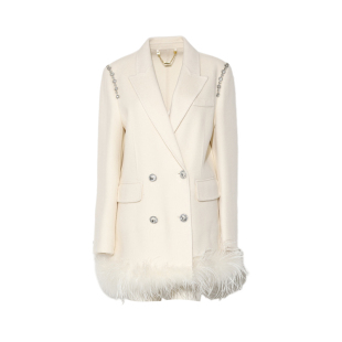 DPLAY【黑标】25冬白色西装毛呢大衣羊绒双面呢中长款羊毛外套女