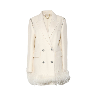 DPLAY羊绒羊毛呢羽毛大衣