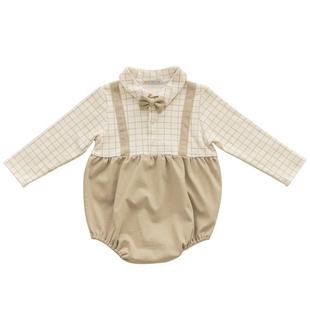 宝宝生日礼服背带西装服装连体男宝宝婴儿百天周岁衣服春夏新款