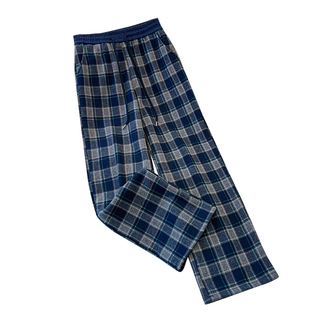 加绒加厚复古格子阔腿裤女2025秋冬高腰垂感小个子休闲直筒裤子xs