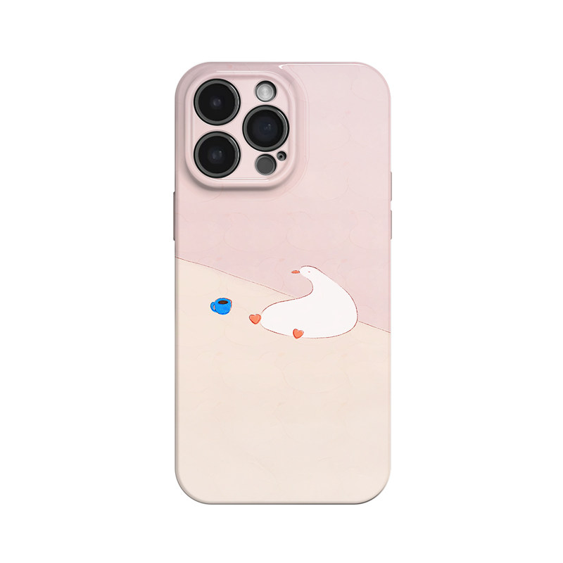 废鸭一只~可爱简约油画ins适用iPhone16/15promax手机壳新华为pura70苹果13红米k60小众软vivoX100畅享70全包