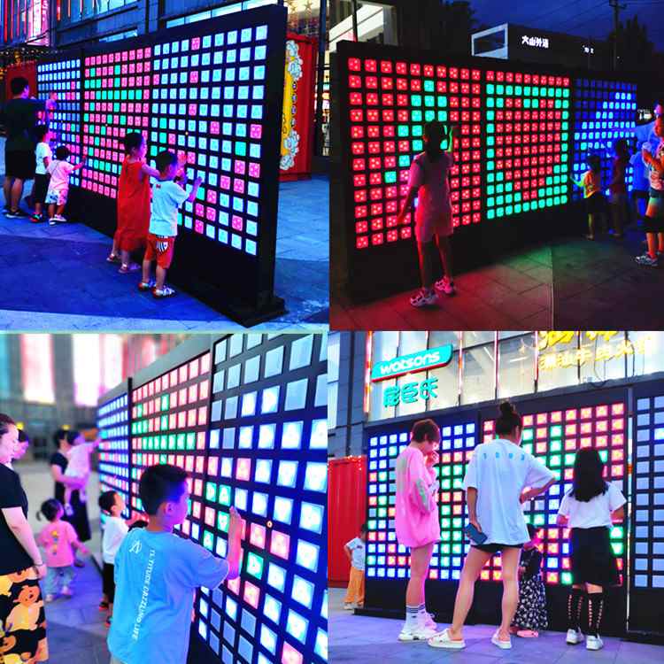 地产商业暖场道具发光互动触摸感应墙翻转墙签到墙网红打卡音乐墙