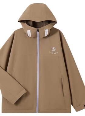 NAUTICA/诺帝卡童装 女童连帽外套春秋季中大儿童风衣夹克防泼水