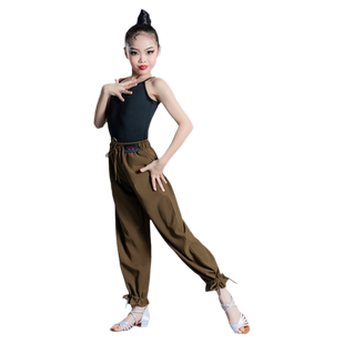 新款女童拉丁舞服儿童舞蹈练功裤中大童集训长裤夏季高端训练服装