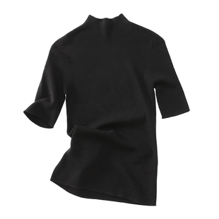 SINGLE MOMENT 25AW法式百搭高智感半高领七分袖针织修身上衣女秋