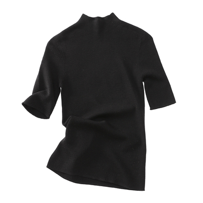 SINGLE MOMENT 25AW法式百搭高智感半高领七分袖针织修身上衣女秋