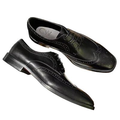 卡诺威士德比鞋男真皮布洛克雕花