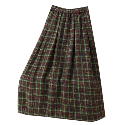 高货！复古加厚毛呢格子半身裙