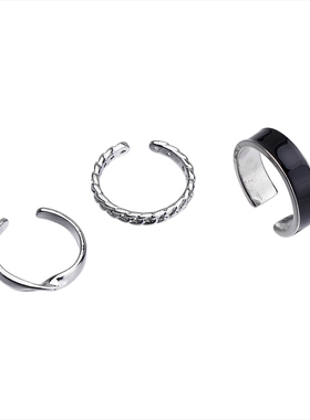 三件套素圈复古戒指小众时尚指环