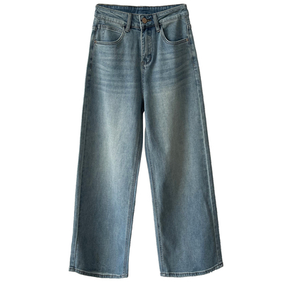 超显瘦高腰宽松阔腿牛仔裤女春季