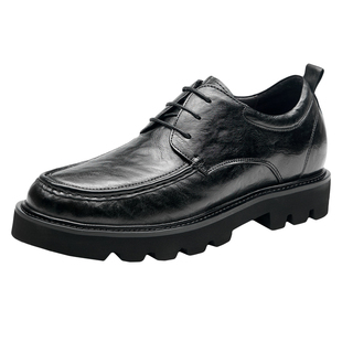 高哥男士增高鞋8cm擦色皮鞋男正装商务男鞋子轻便舒适厚底德比鞋