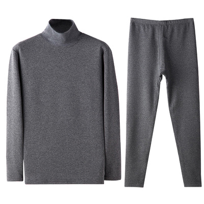 加绒单件纯棉翻领冬季保暖内衣