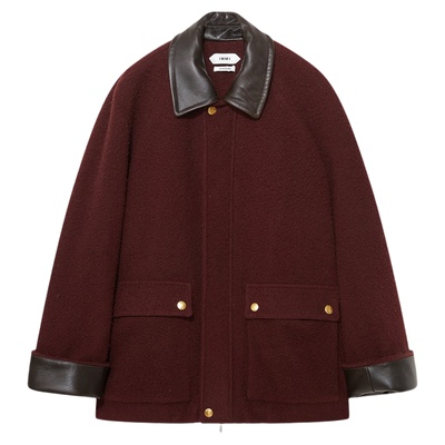 毛呢翻领工装宽松夹克