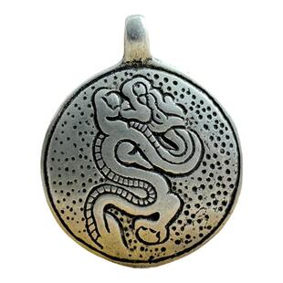 西藏镀银白铜九宫八卦牌挂件民族风十二生肖辰龙吊坠男女项链挂饰