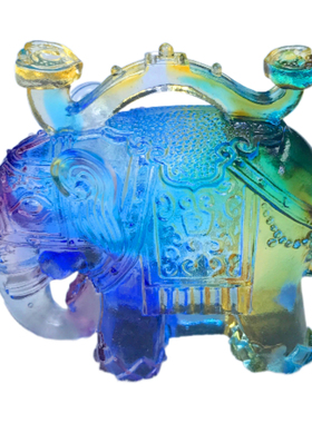 琉璃小象摆件如意大象吉象吉祥物水晶工艺品招财家居装饰品礼物品