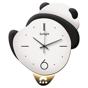 创意熊猫壁灯时钟USB充电