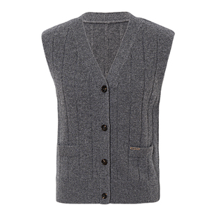 【商场同款】JESSIE26年秋新款绵羊毛混纺针织开衫女V领无袖马甲