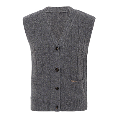 JESSIE绵羊毛V领马甲针织开衫女