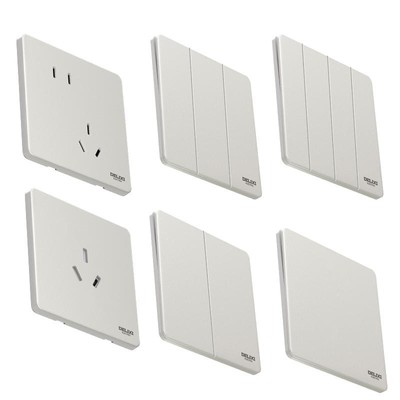 德力西官方旗舰店哑光超薄开关面板插座五孔16a暗装290砂砾白磨砂