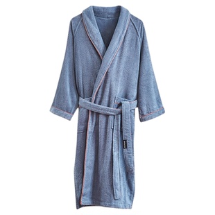 三利浴袍毛巾料纯棉加厚五星级酒店浴袍吸水速干男女情侣成人浴衣