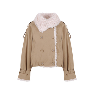 范洛Fano 百搭羊毛大卷休闲工装风暖酷皮草棉服短外套女2025冬季